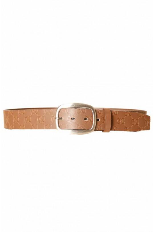 Brown belt with prints, rectangle buckle LDF-0067 - 4