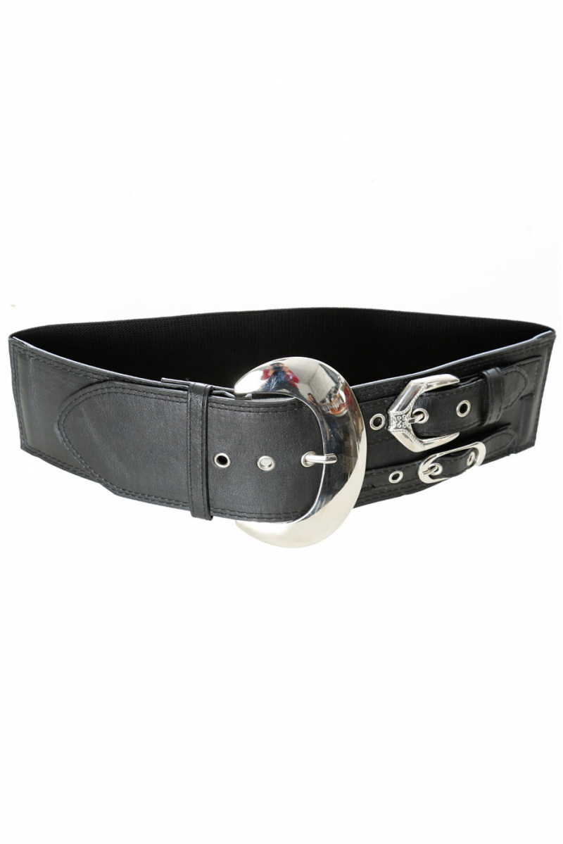 Elastic black belt, large rounded buckle. SG-0306 - 1
