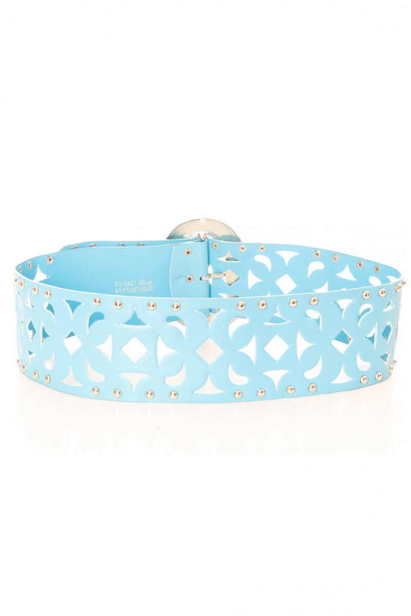Blue belt with details and studs. SG-0421 - 2