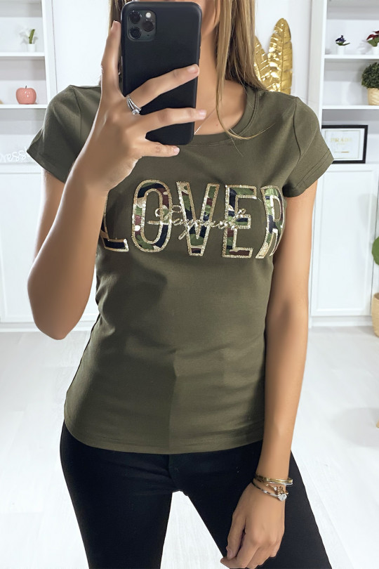 T-shirt kaki camouflage " lover" - 1