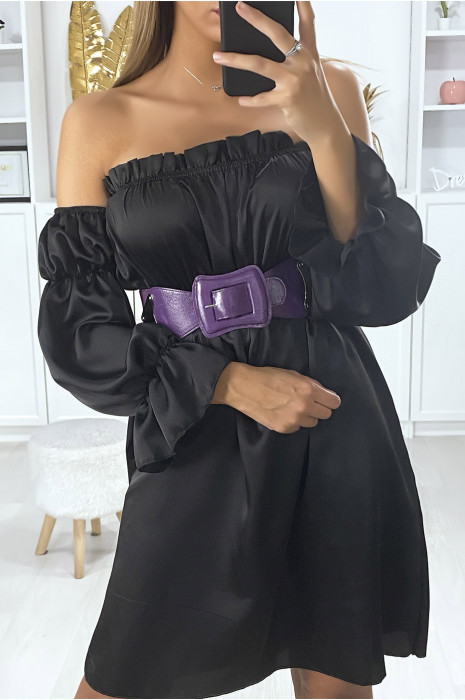 Ceinture lila avec élastique au dos - 1