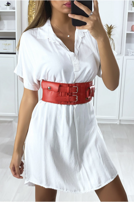 Red waist belt with integrated pocket - 1