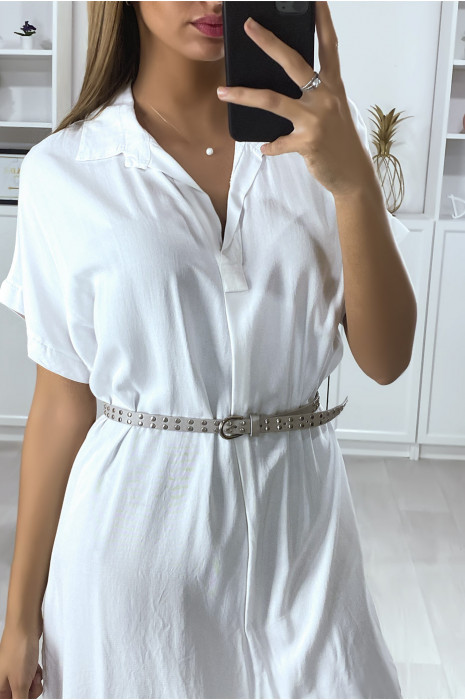 Thin gray studded belt to adjust the waist - 1