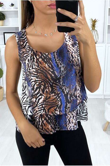 Royal python-print tanktop met ruches - 1