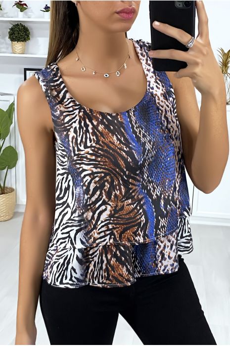 Royal python-print tanktop met ruches - 2