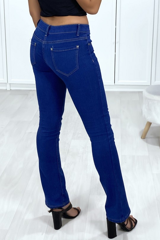Jeans bleu brute patte d'eph avec 5 poches
