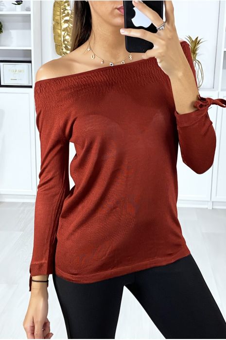 Leger pull col bateaux avec attache aux manches - 2