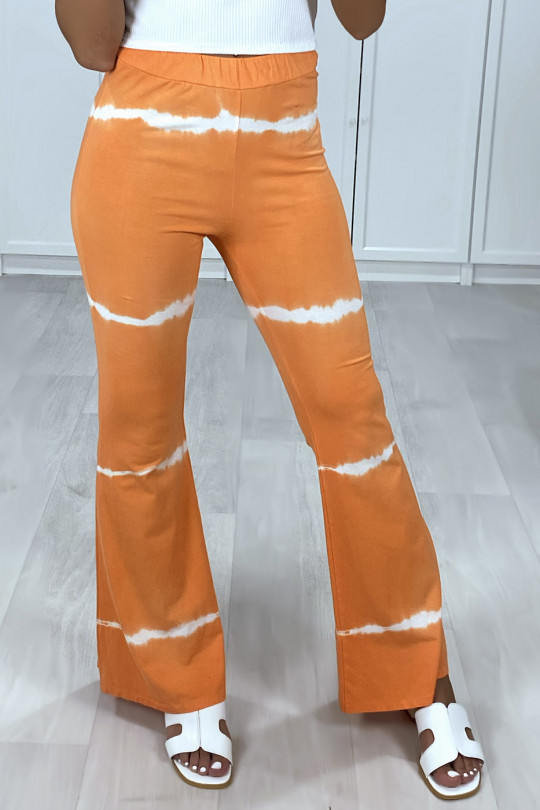 Oranje broek met tie-dye print - 1