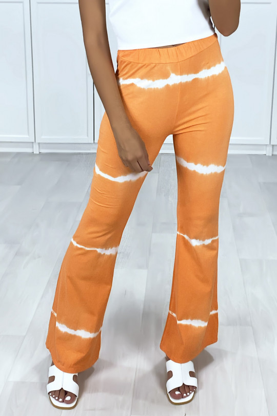 Oranje broek met tie-dye print - 2