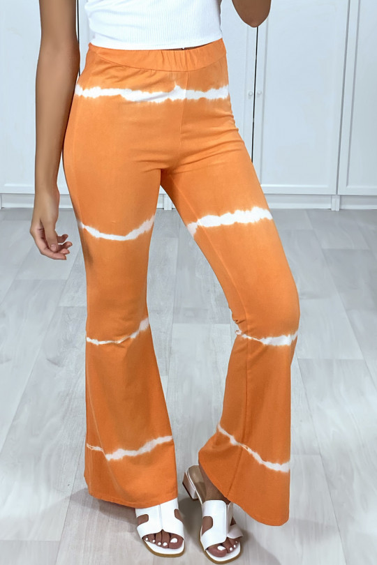 Pantalon patte d'eph orange motif tie & die