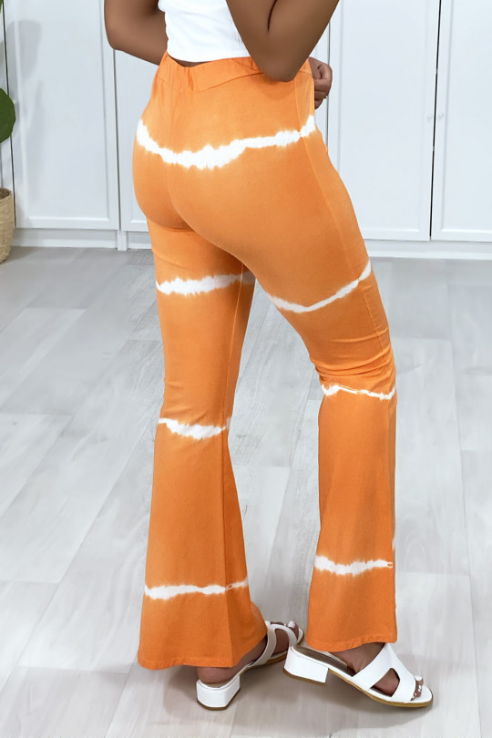 Orange tie & dye print trousers - 4