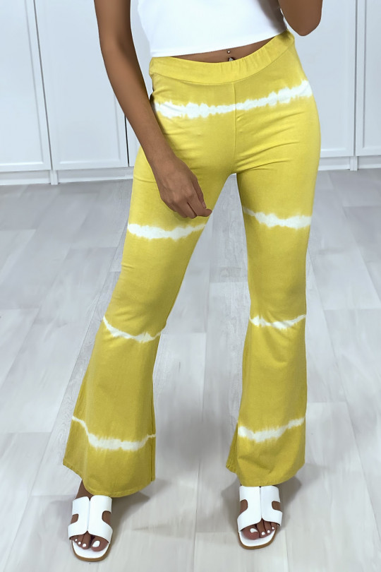 Mustard tie-dye pattern trousers - 1