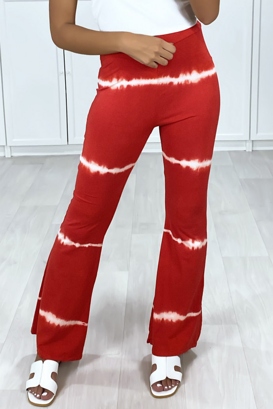 Pantalon patte d'eph rouge motif tie & dye