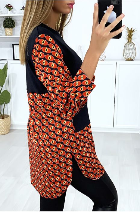 Black tunic dress shirt collar with pretty pattern - 4