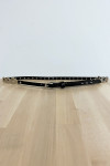 Thin black belt with accessory and rhinestones