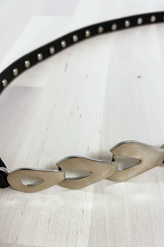 Fine ceinture noir avec accessoire et strass