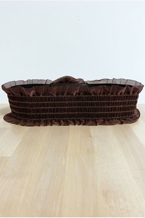 Evening belt in shiny choco lace with elastic - 3