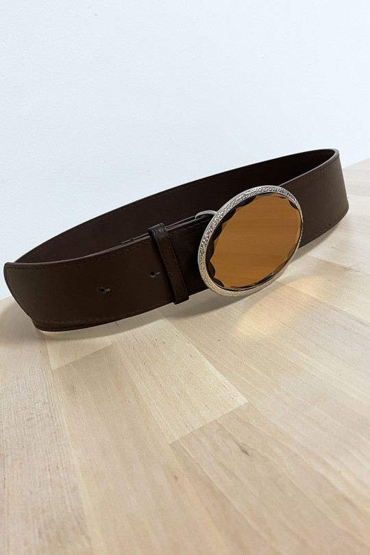 Brown belt with mirror buckle - 2