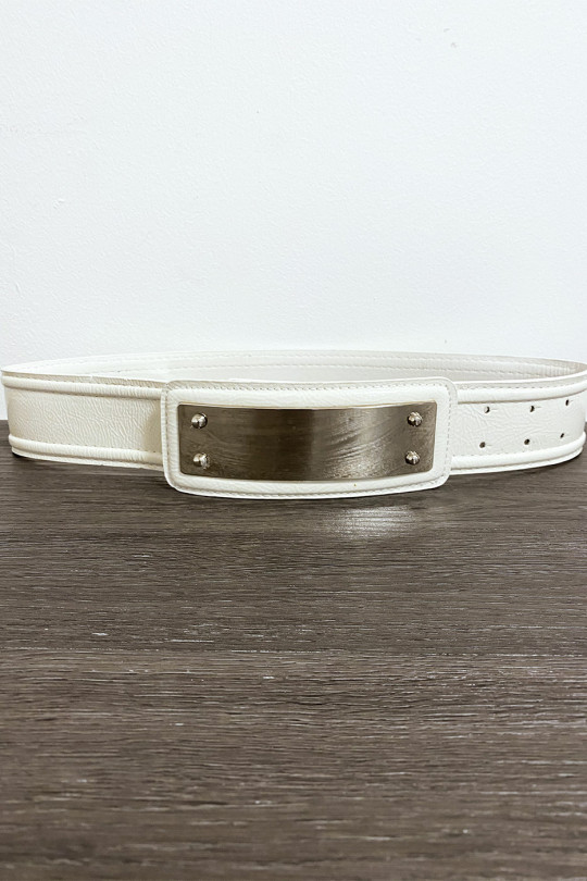 White belt with long rectangular buckle - 1