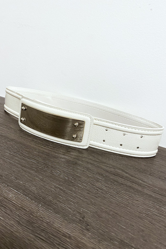 White belt with long rectangular buckle - 2