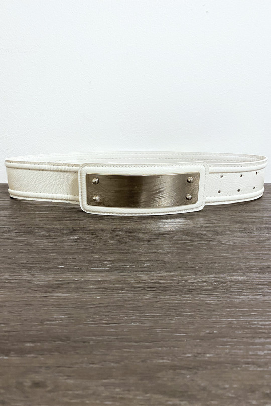 White belt with long rectangular buckle - 3