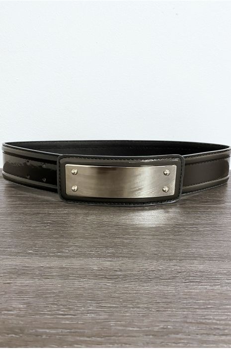 Black belt with long rectangular buckle - 1