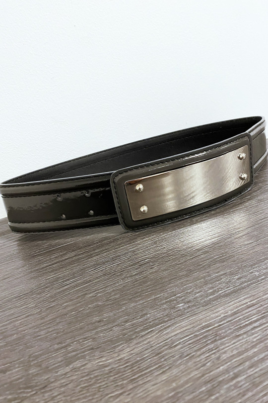 Black belt with long rectangular buckle - 2