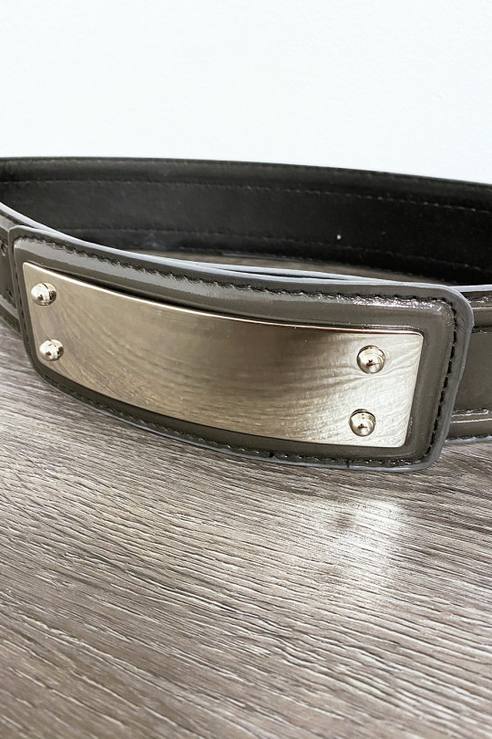 Black belt with long rectangular buckle - 3