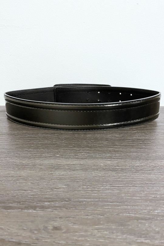 Black belt with long rectangular buckle - 4