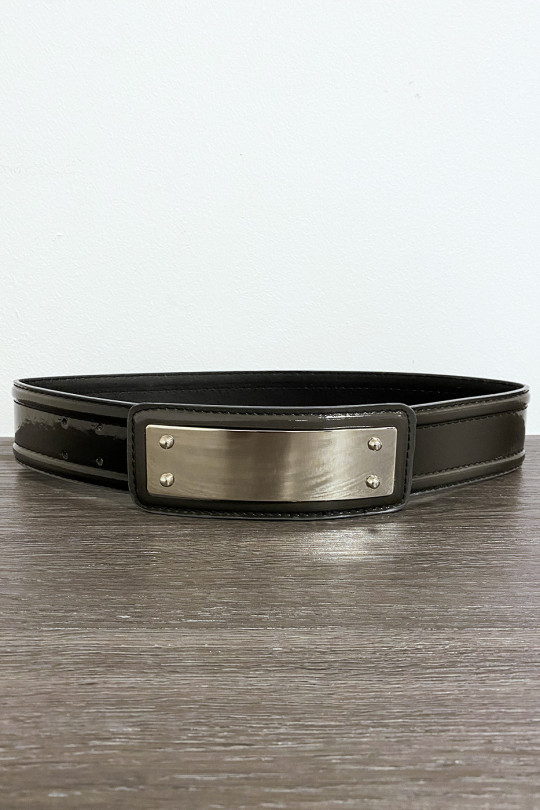 Black belt with long rectangular buckle - 5
