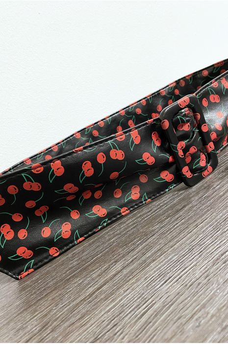 Ceinture noir avec motif cerise - 3