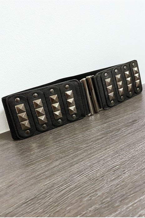 Ceinture noir clouté à l'avant et élastique à la taille - 2