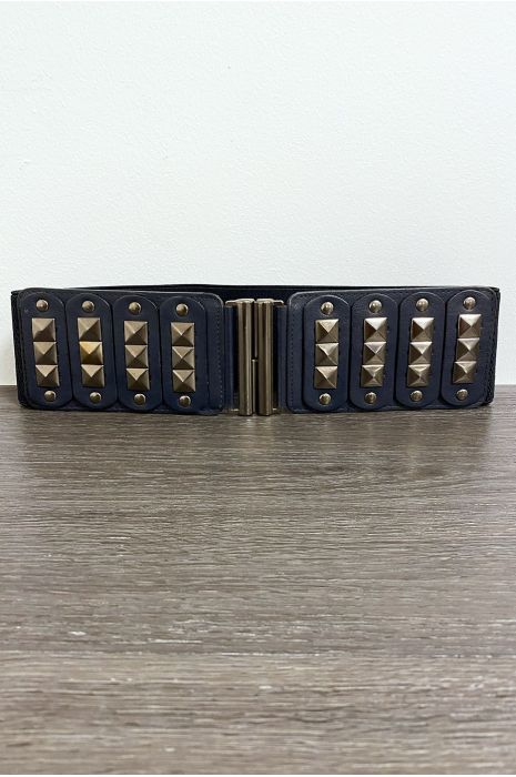 Ceinture marine clouté à l'avant et élastique à la taille - 1