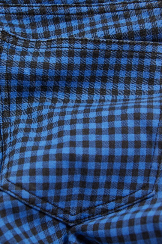 Jeggings bleu à carreaux avec poches arrières