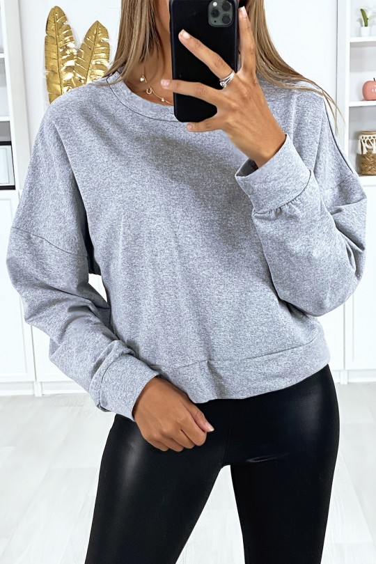 Sweat gris chiné over size