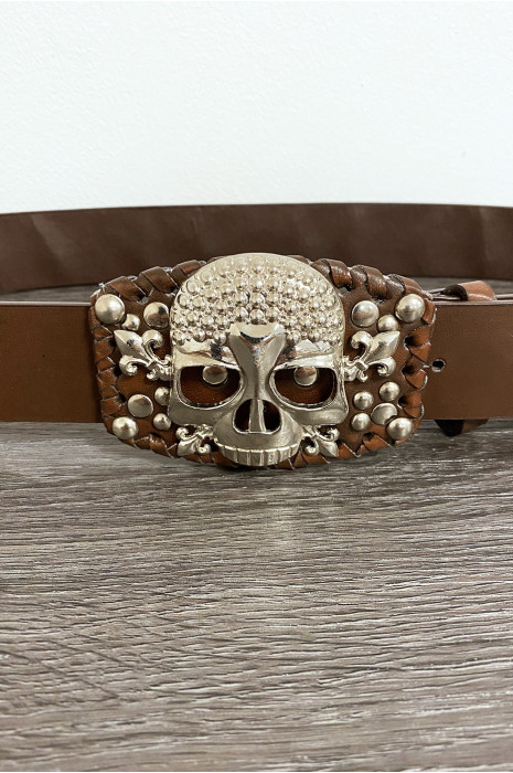 Accessoire-kop van bruine riem op de gesp - 3