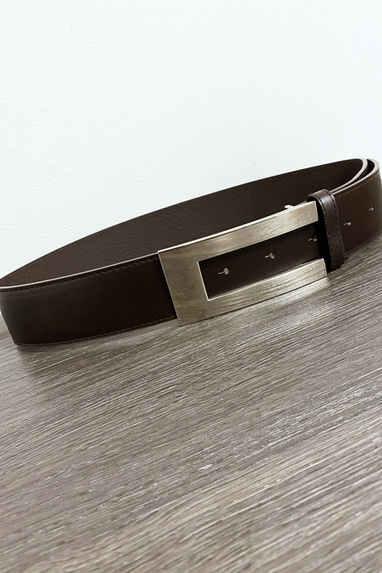 Black belt with rectangular silver buckle - 1