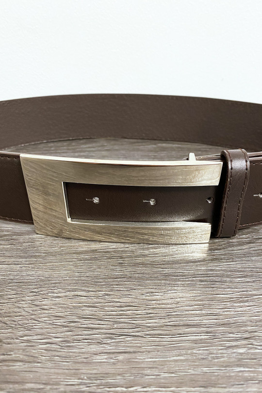 Black belt with rectangular silver buckle - 2