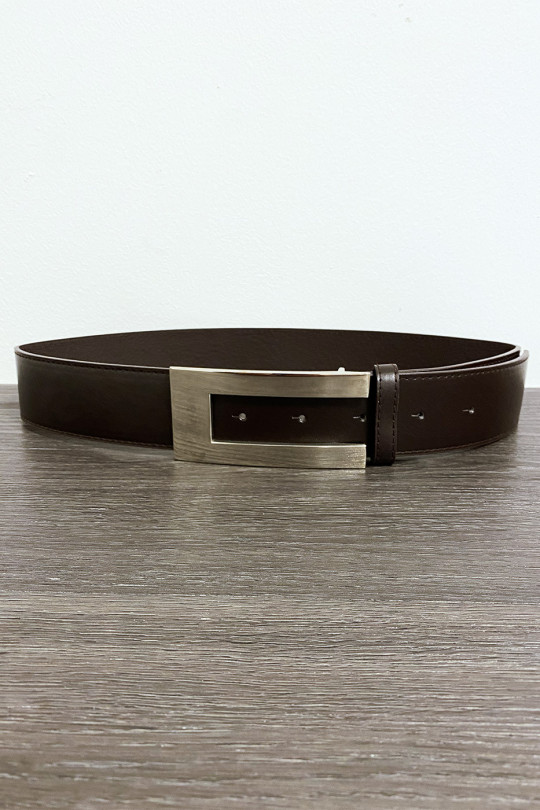 Black belt with rectangular silver buckle - 3