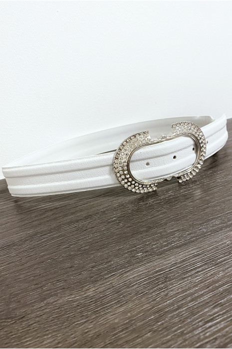 Witte riem met gesp van strass - 3