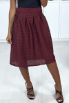 3/4 bordeaux skirt lined with pleats at the waist