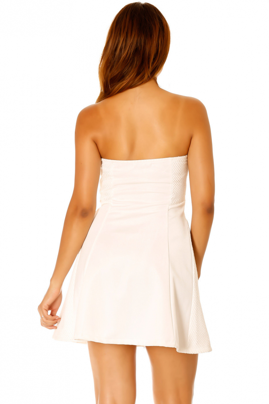 Robe bustier blanc, zip sur le milieu devant. Femme LC0156