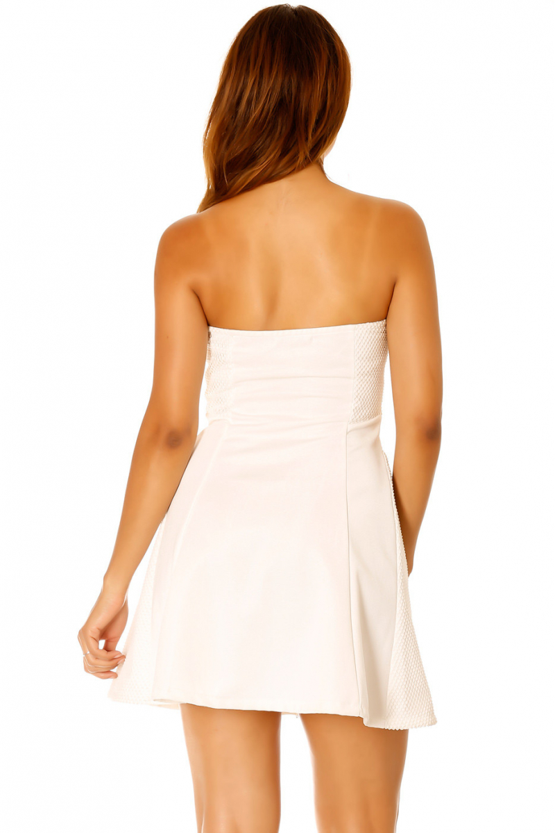 Robe bustier blanc, zip sur le milieu devant. Femme LC-0156 - 8