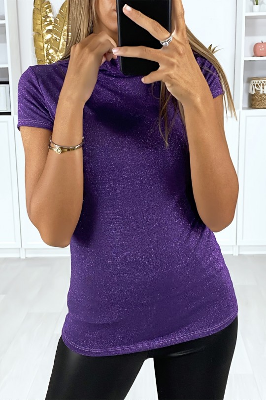 Turtleneck and shiny t-shirt in dark lilac - 2