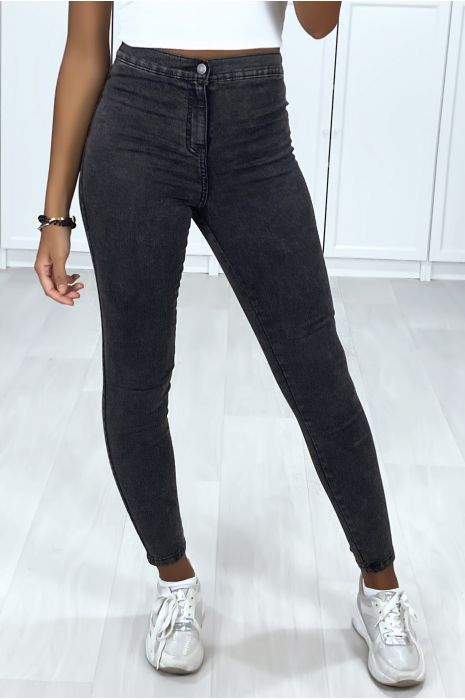 Hoog getailleerde, gewassen zwarte JeHJ's met achterzakken - 1