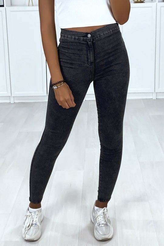 jeans-noirs-pas-cher-femmes Jegging Jeans noir avec poches arrières