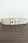 Grote beige riem met gouden strass steentjes