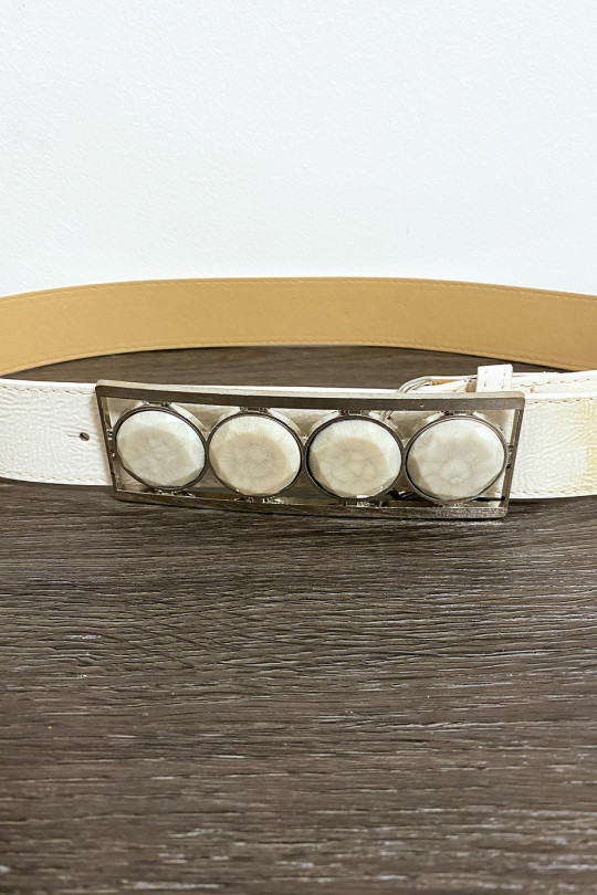 Beige belt with 4 beige stones at the buckle - 2