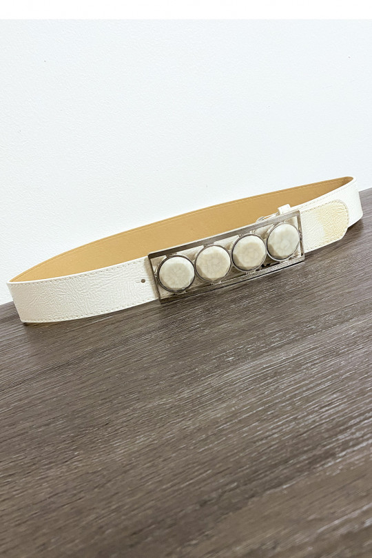 Beige belt with 4 beige stones at the buckle - 3
