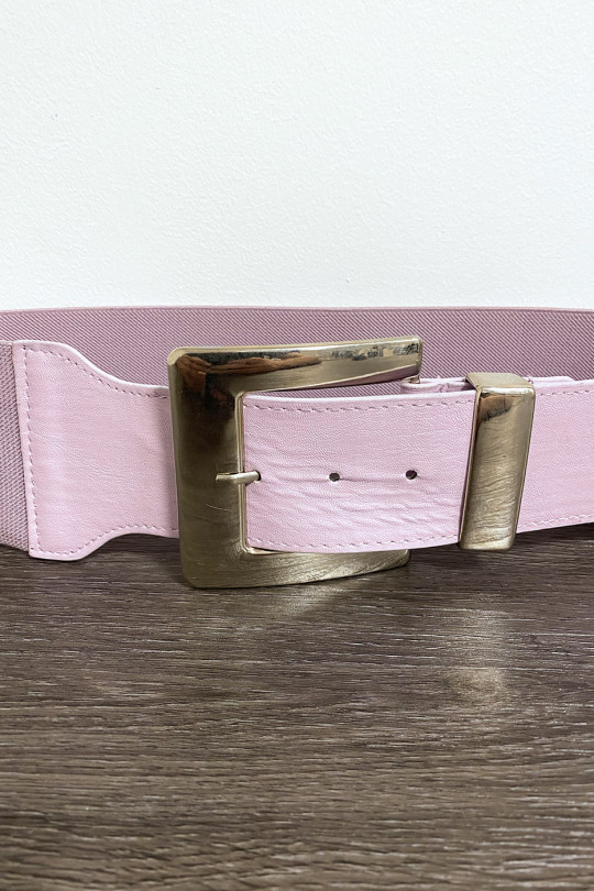 Big lilac belt with silver buckle and elastic waist - 2